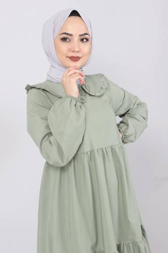 Bebe Yaka Tesettür Elbise TSD0706 Mint - Thumbnail