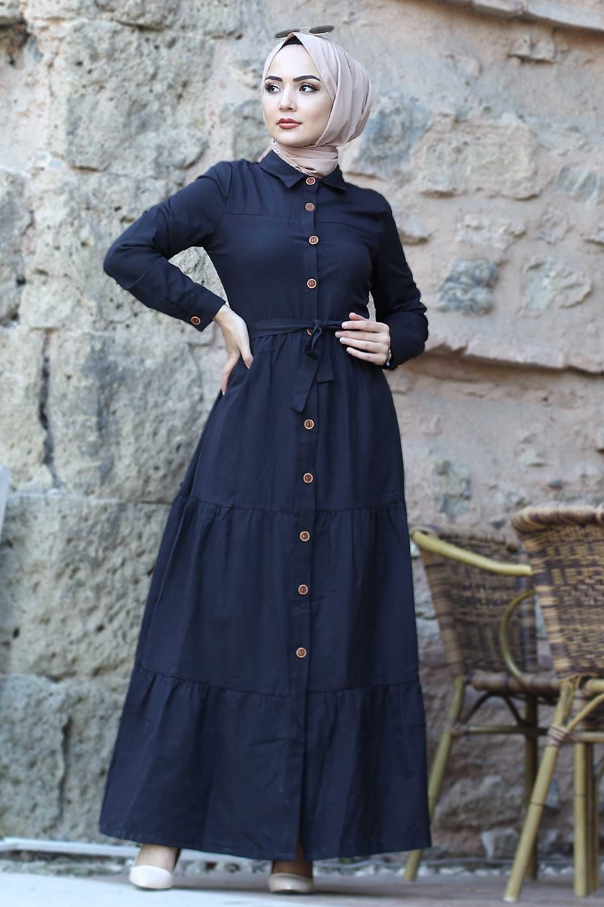 Buttoned Dress TSD0172 Black