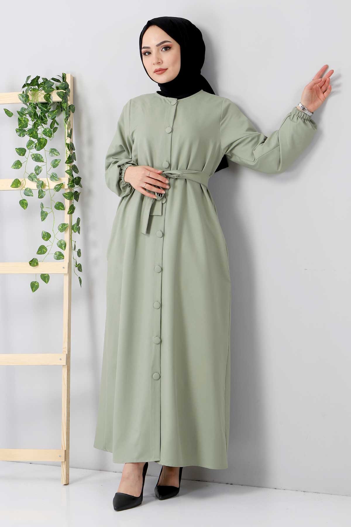Düğmeli Elbise TSD211213 Mint Yeşili