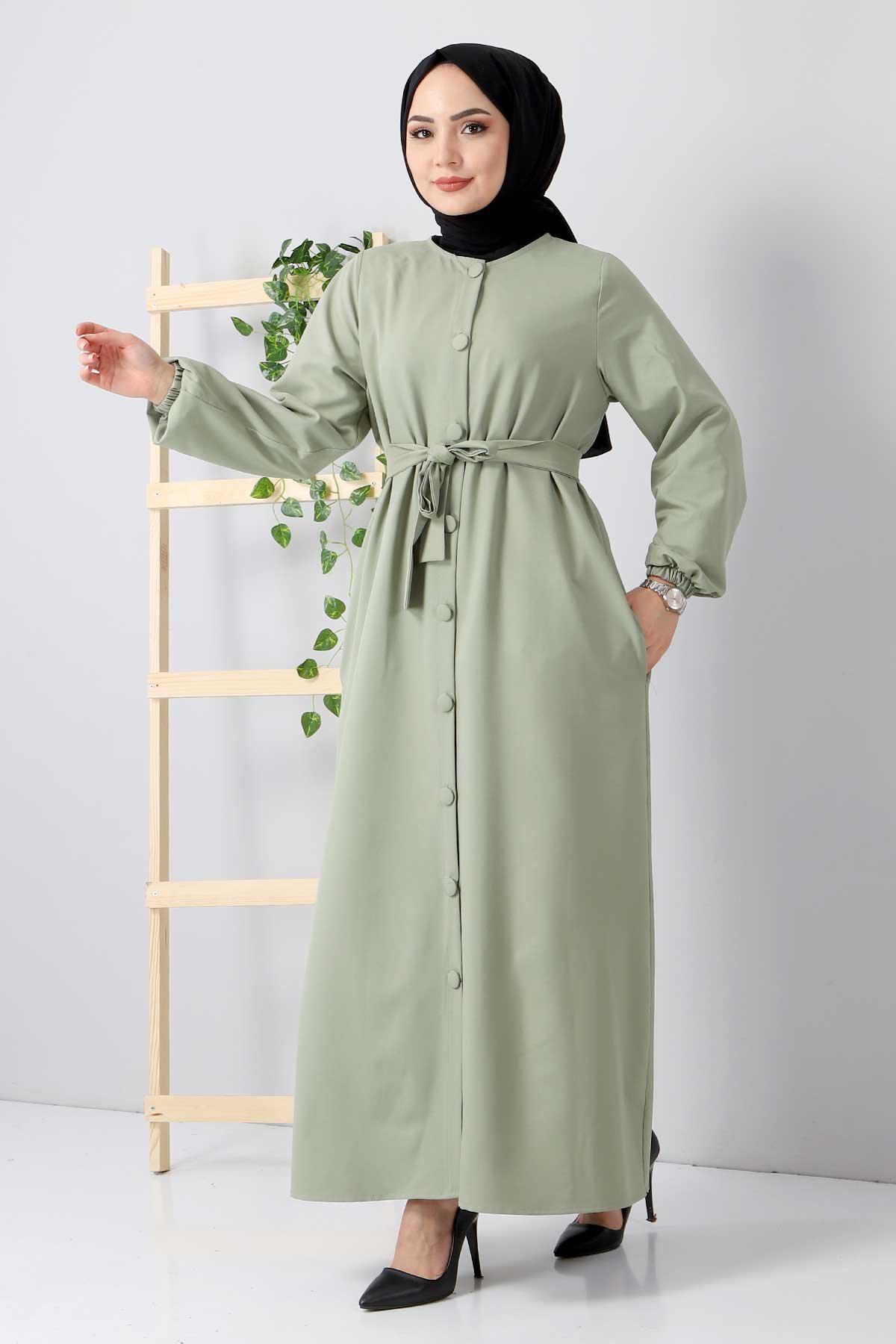 Düğmeli Elbise TSD211213 Mint Yeşili