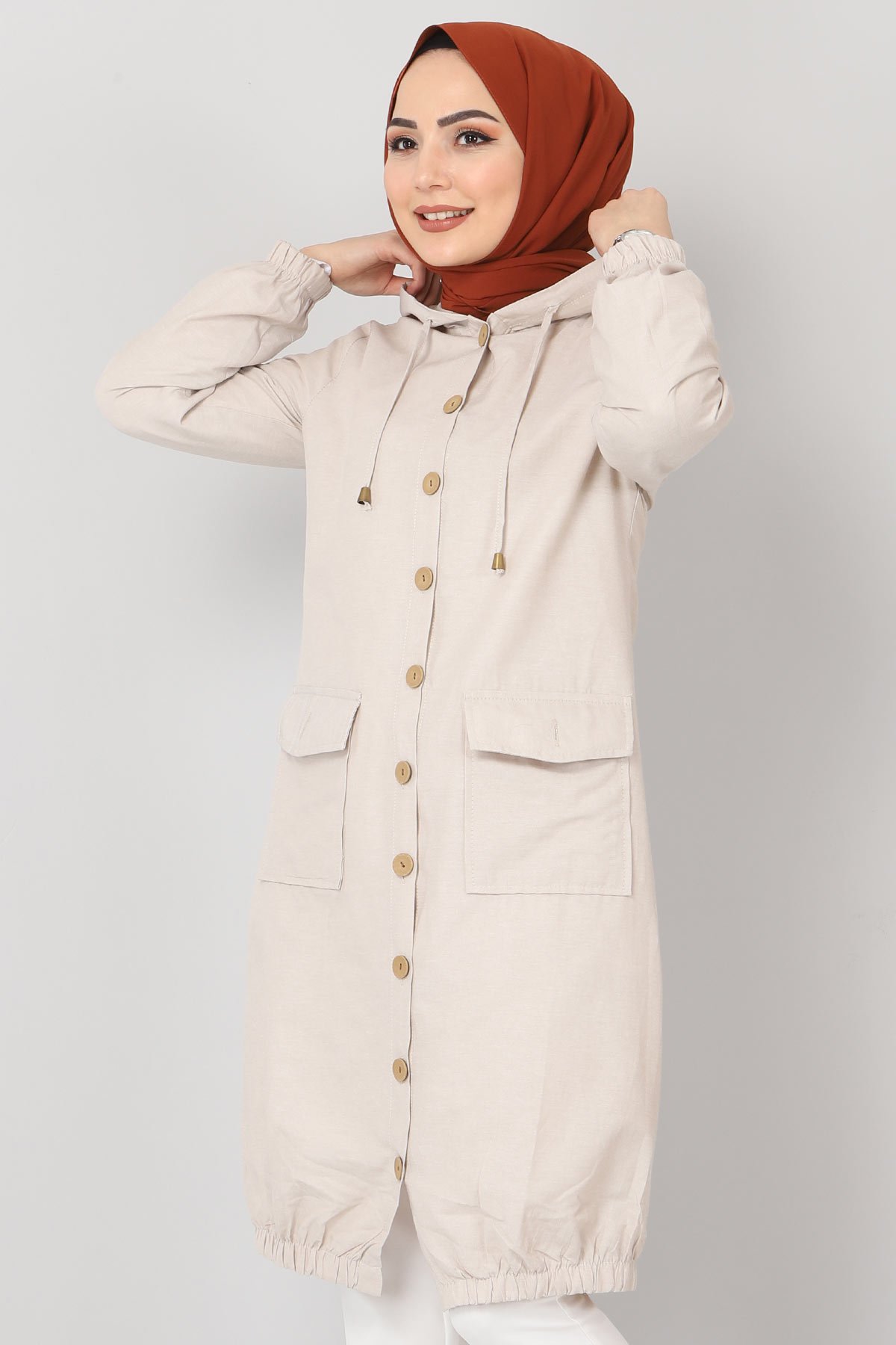 Elastic Skirt Hijab Cape TSD0080 Beige