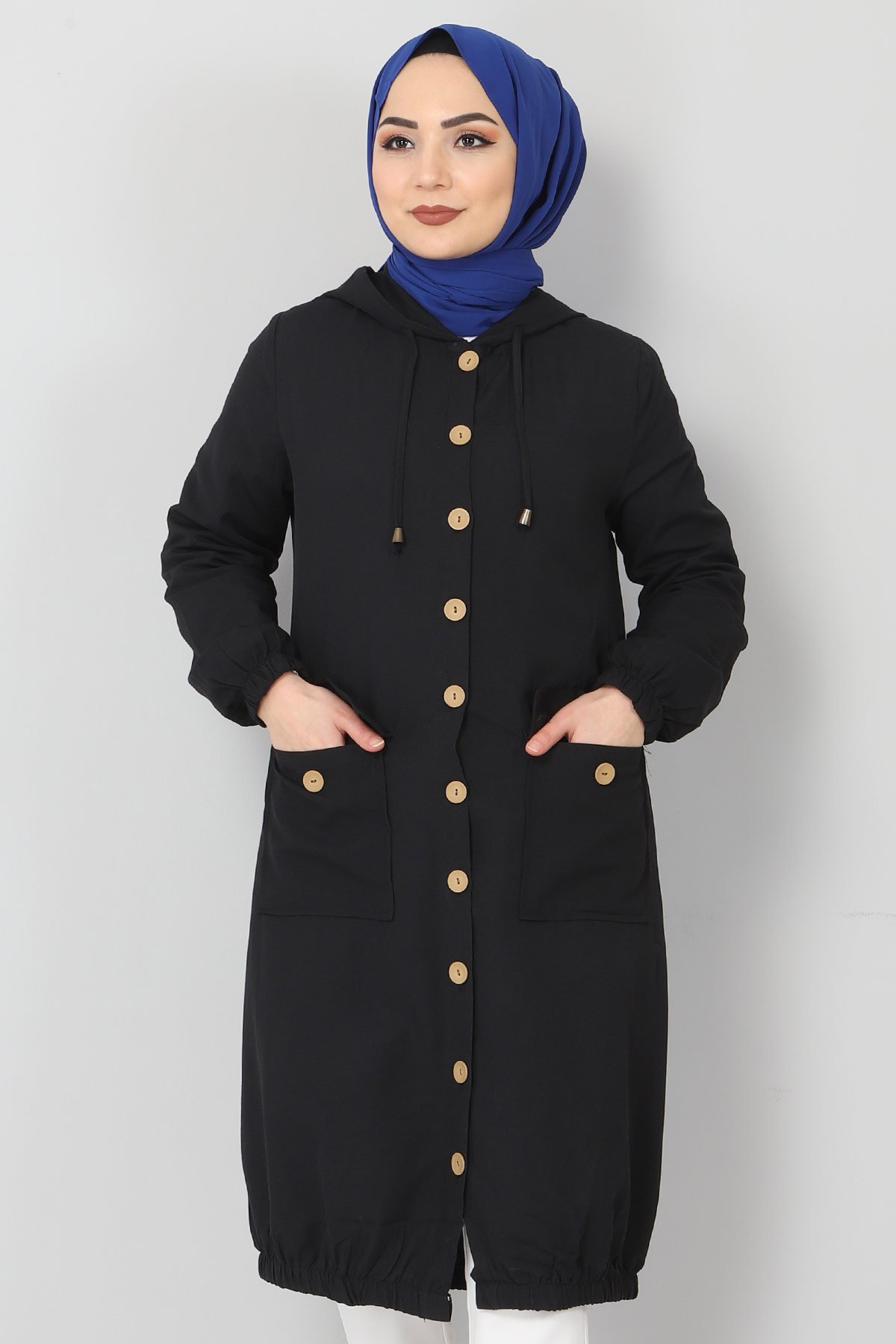 Elastic Skirt Hijab Cape TSD0080 Black