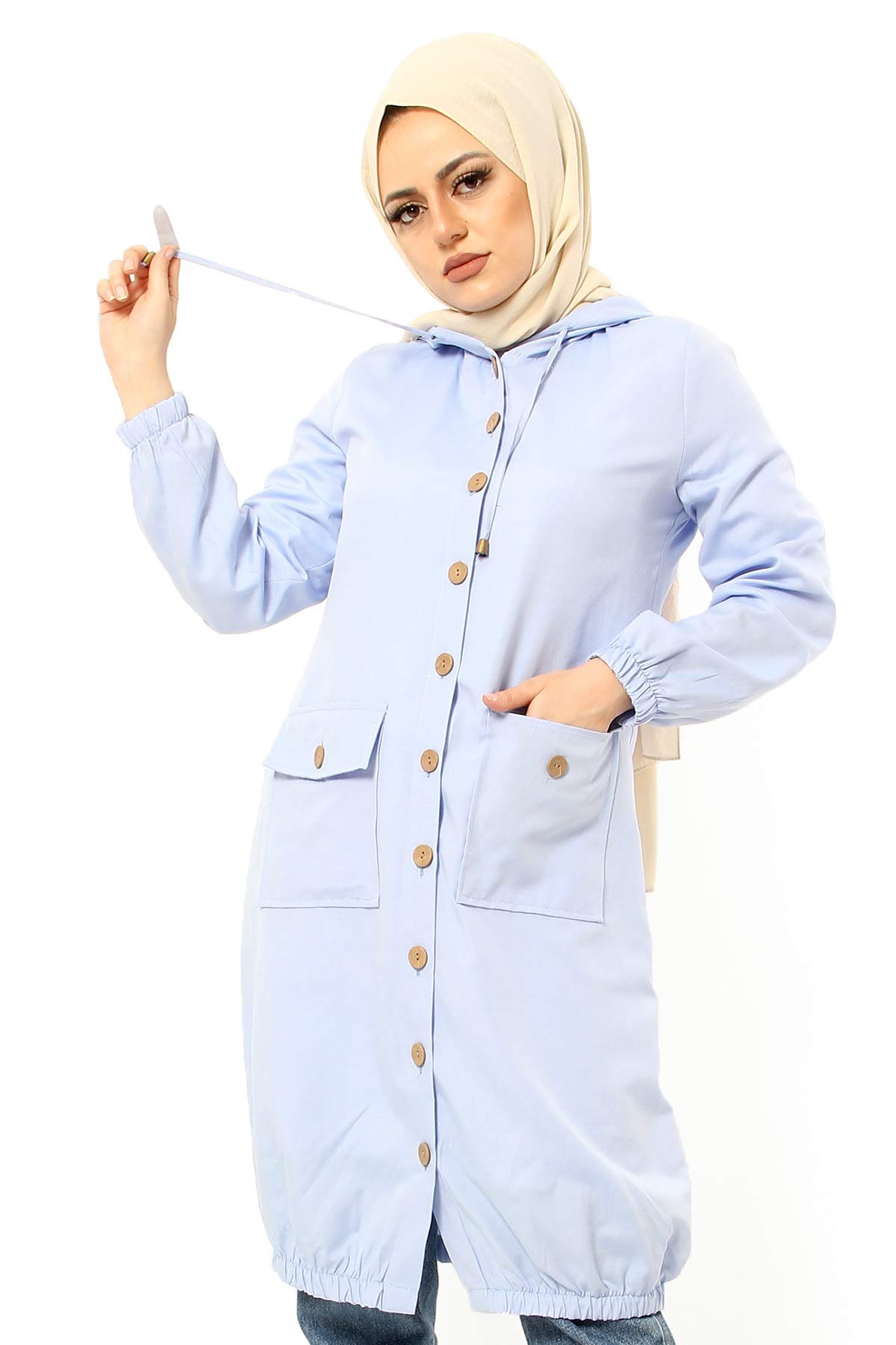 Elastic Skirt Hijab Cape TSD0080 Light Blue