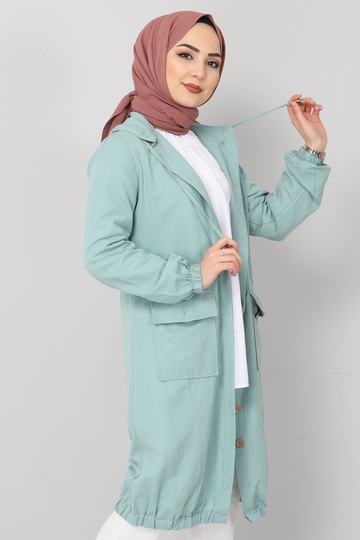 Elastic Skirt Hijab Cape TSD0080 Mint