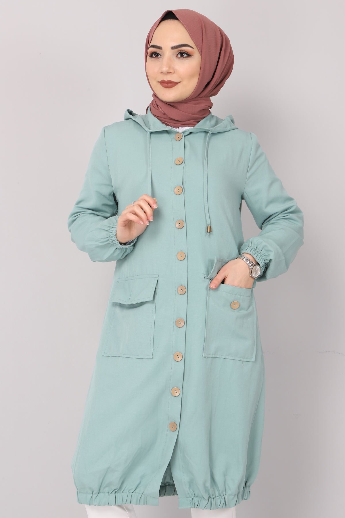 Elastic Skirt Hijab Cape TSD0080 Mint