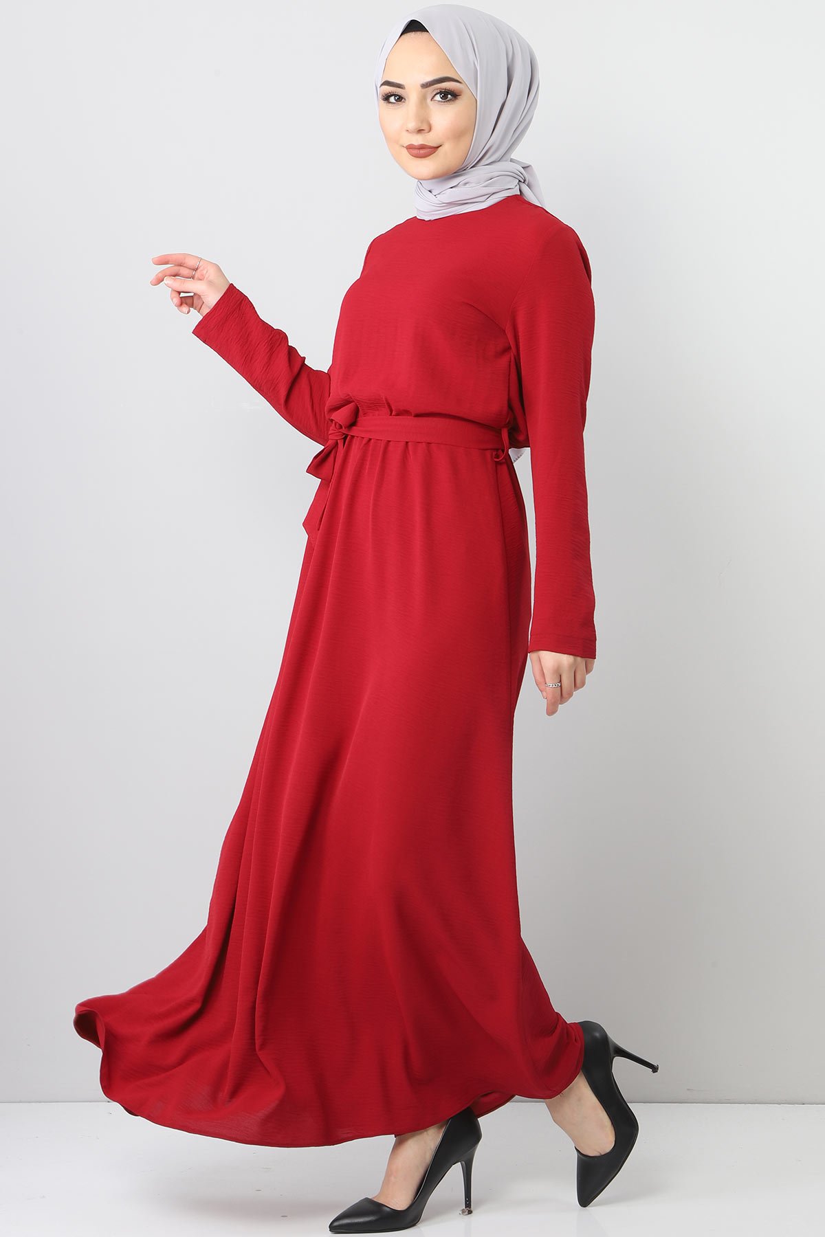 Elastic Waist Ayrobin Dress TSD5521 Claret Red