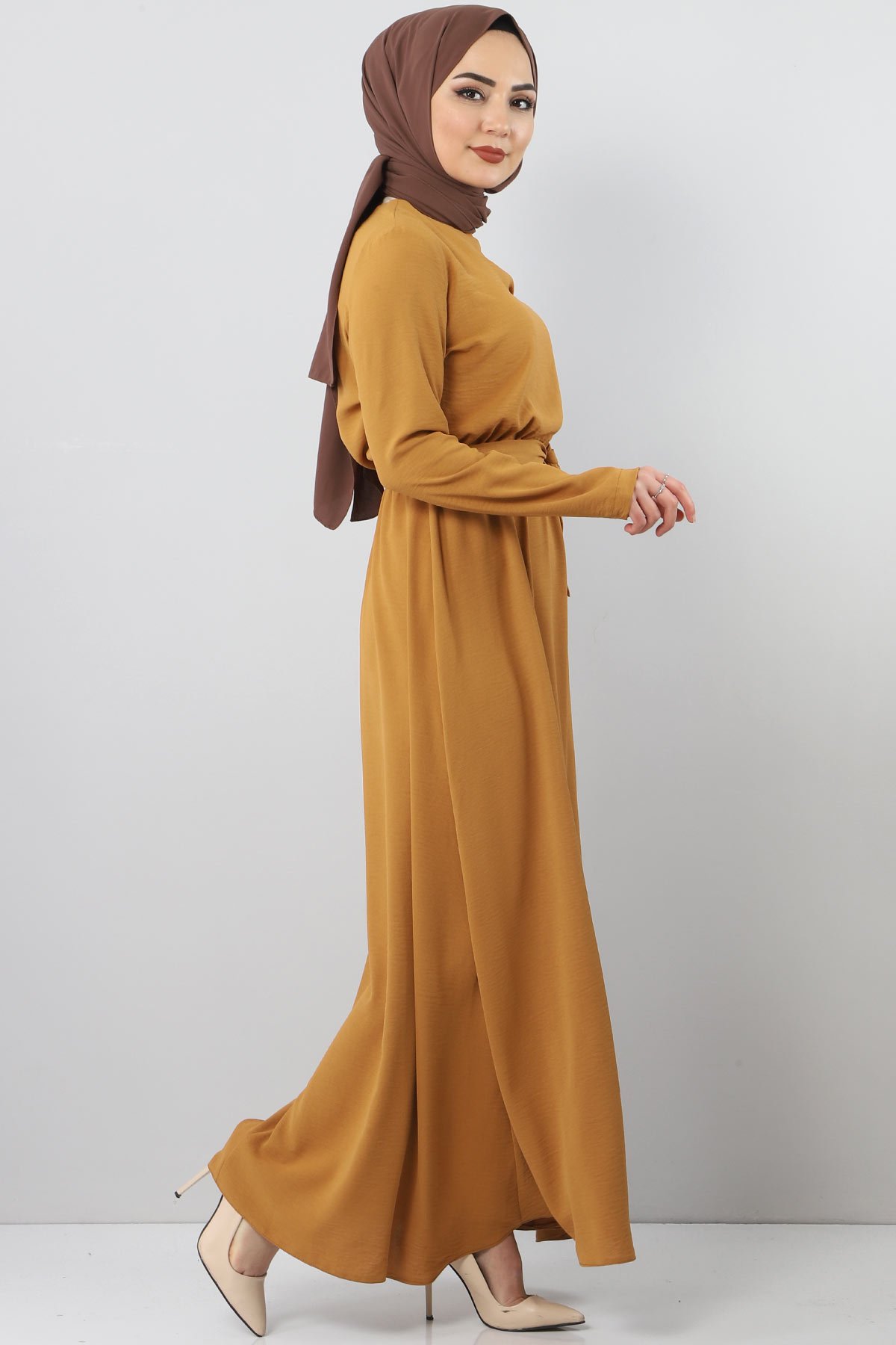 Elastic Waist Ayrobin Dress TSD5521 Mustard