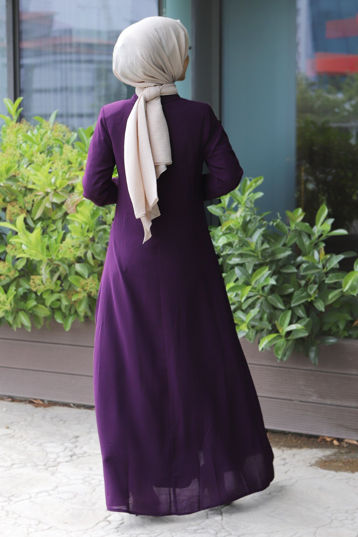 Embroidery Hijab Abaya TSD7026 Purple