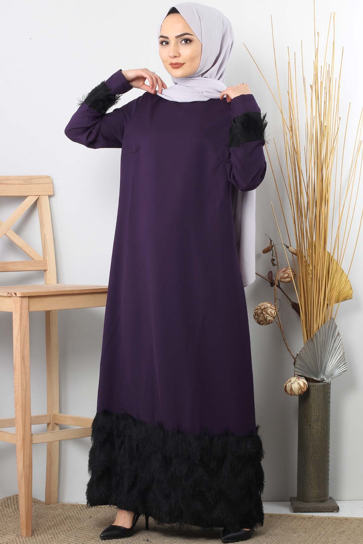 Fringe embellished dress TSD0963 Purple
