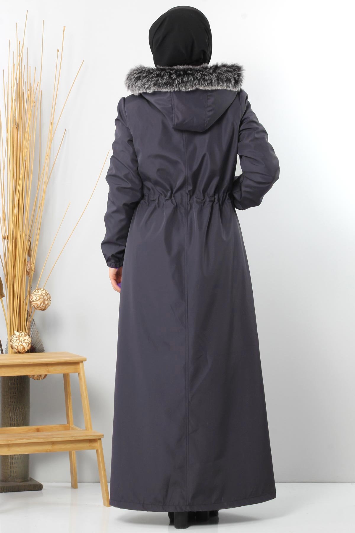 Full length coat TSD8907 with pockets Dark Gray.