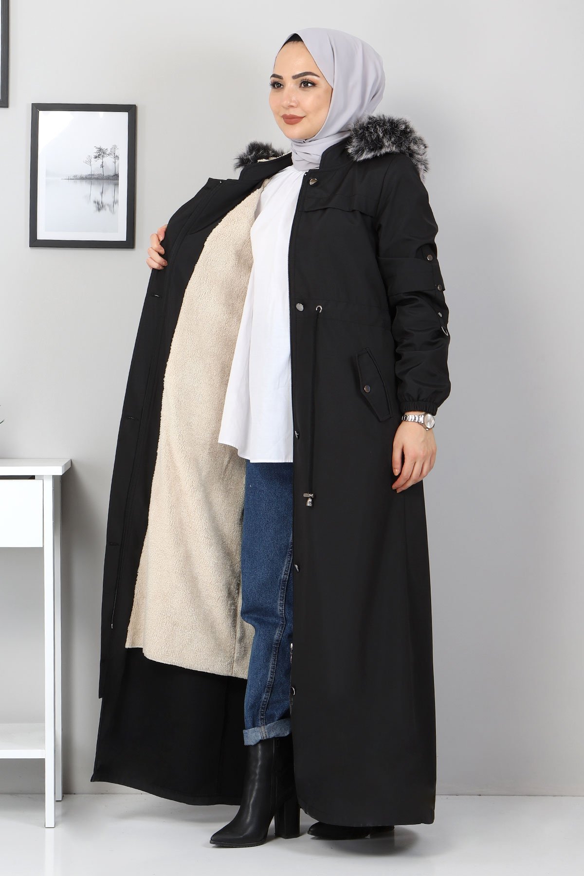 Fur Length Coat TSD0883 Black