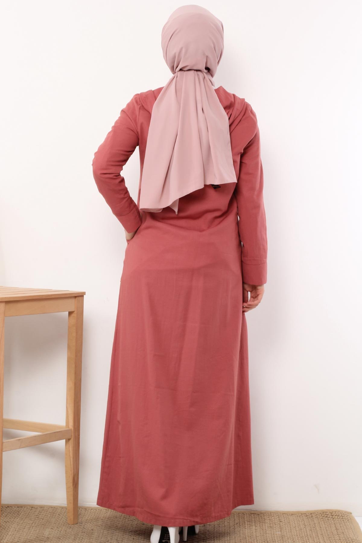 Hooded Buttoned Cape TSD3395 Dried Rose
