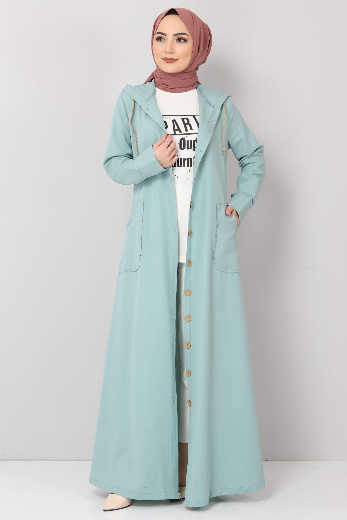Hooded Buttoned Cape TSD3395 Mint