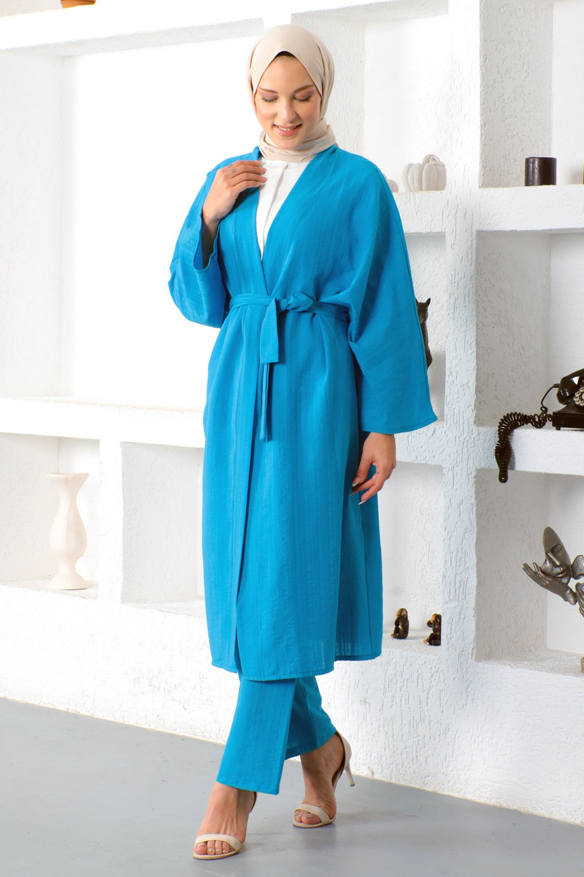 İkili Kimono Takım TSD230106 Mavi