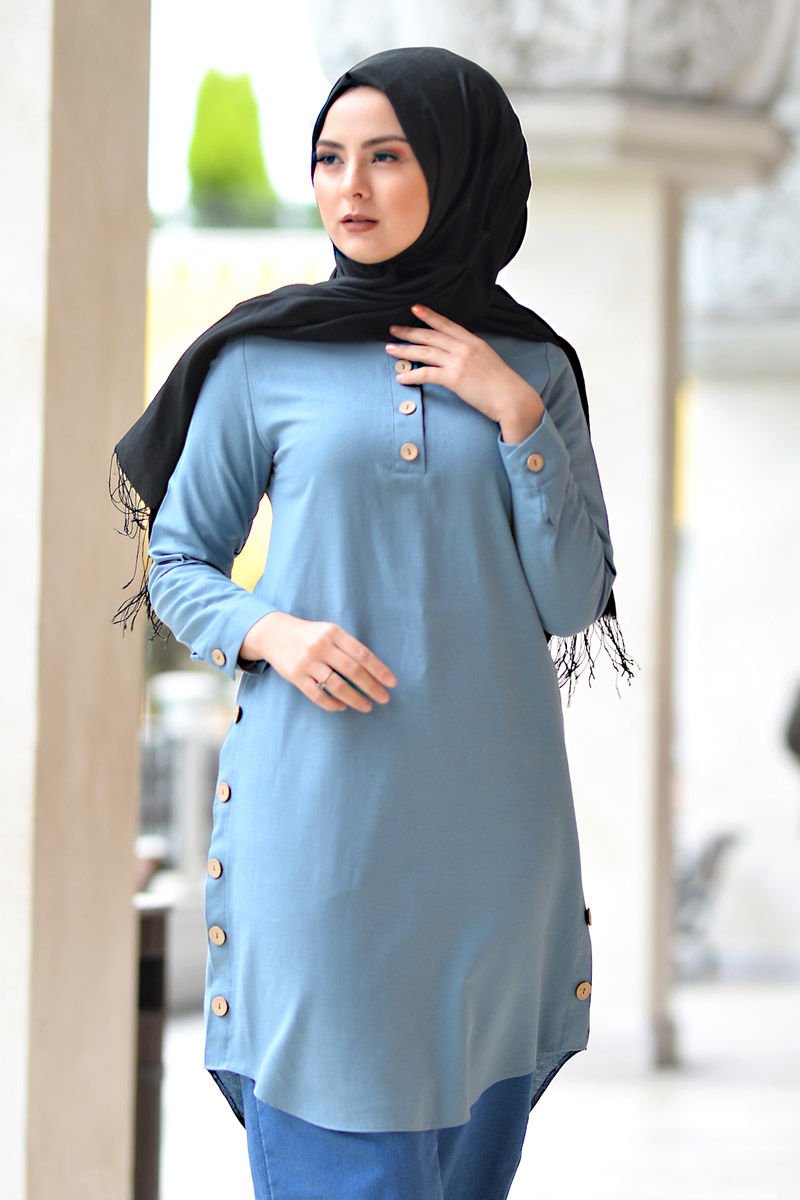 Judge Collar Buttoned Tunic TSD1041 Jeans Color