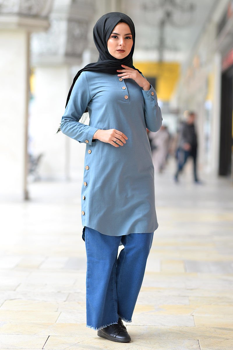 Judge Collar Buttoned Tunic TSD1041 Jeans Color