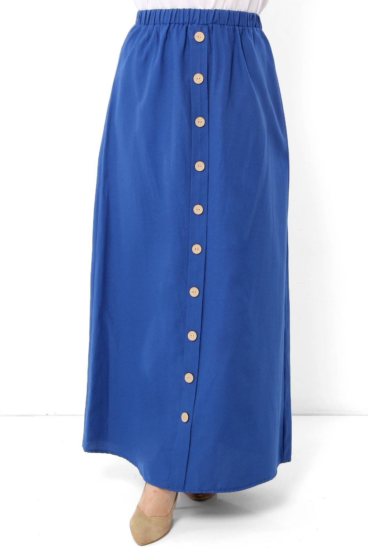 Ornamental Buttoned Hijab Skirt TSD0124 Indigo