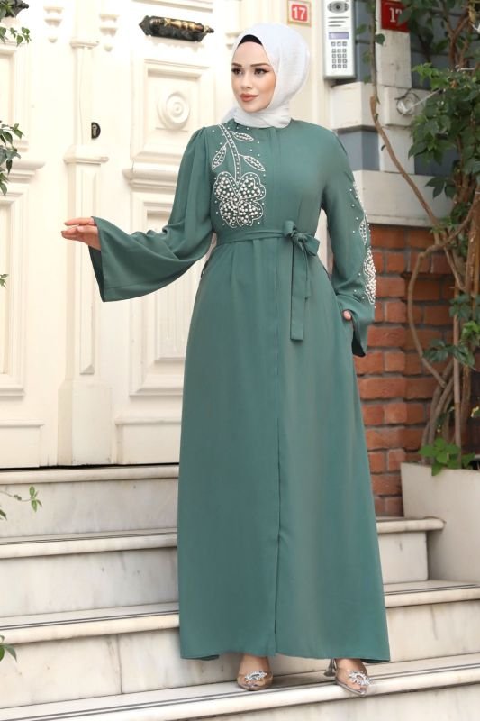 İtalyan krep boydan düğmeli elbise - Elfida Tesettür Elbise Modelleri Kadın  Giyim Yeni Moda Tunik Takım