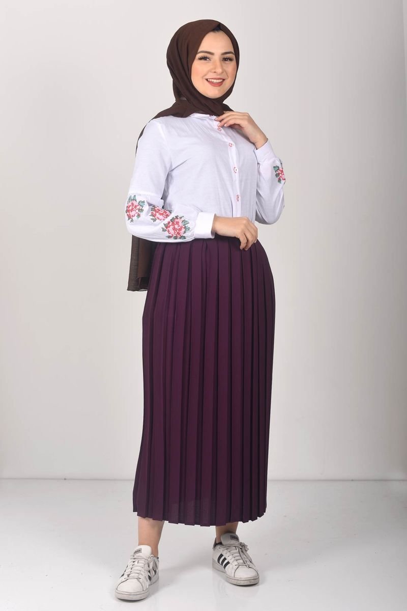 Pleated Hijab Skirt TSD0068 Plum