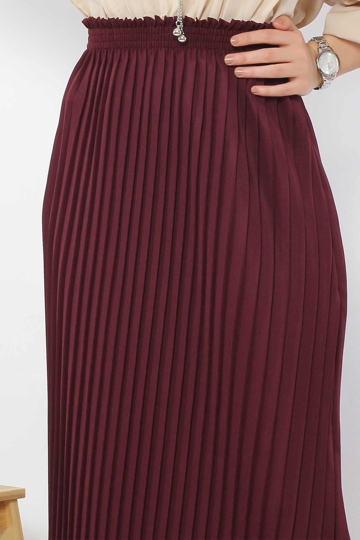 Pleated Pencil Skirt 1757 Claret Red