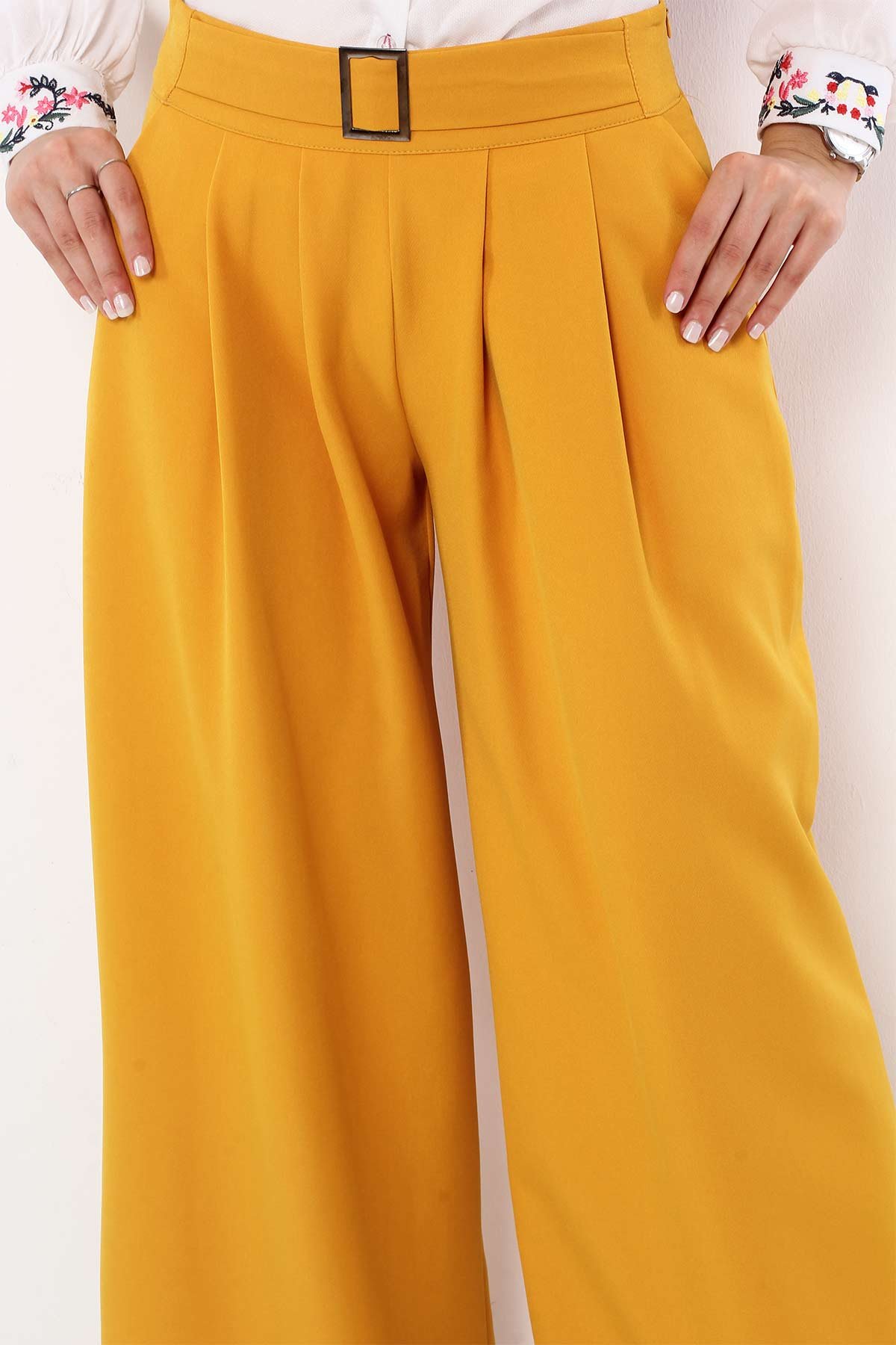 Pleated Skirt Trousers TSD2789 Mustard