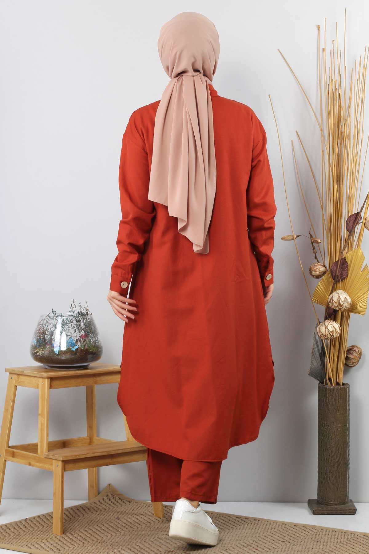Pocketed Double Hijab Suit TSD0082 Tile