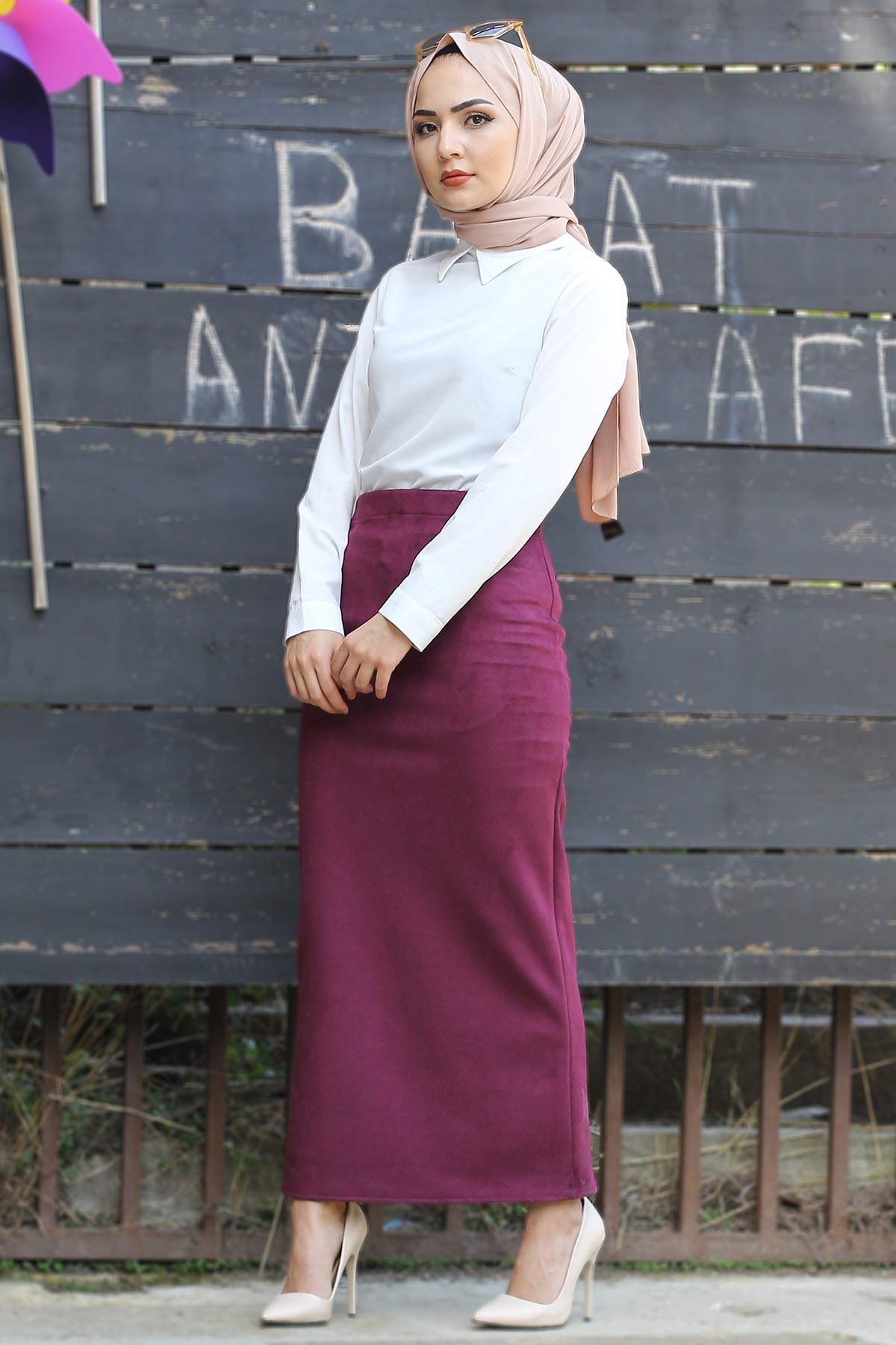 Suede Skirt TSD1745 Claret Red