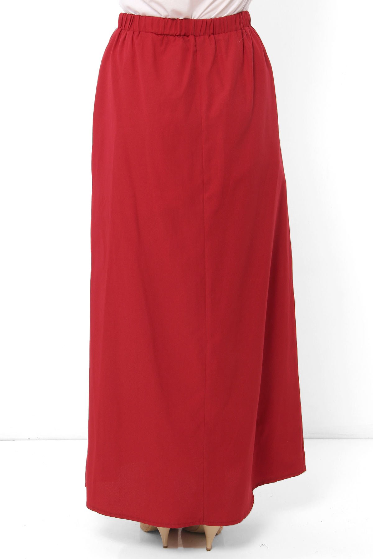 تنورة مزينة بأزرار TSD0124 أحمر كلاريت