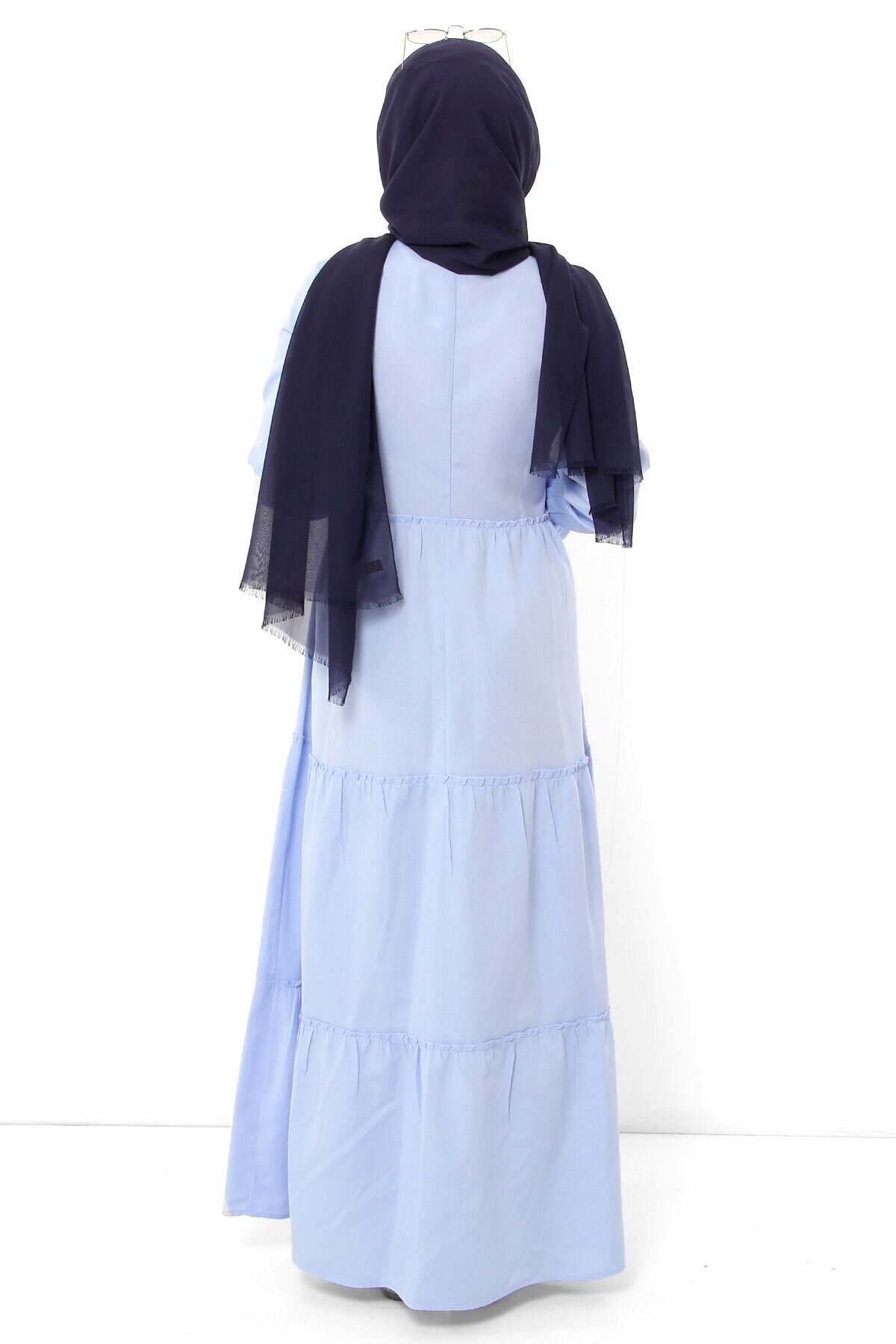 فستان بأكمام مطاطية TSD0173 أزرق فاتح