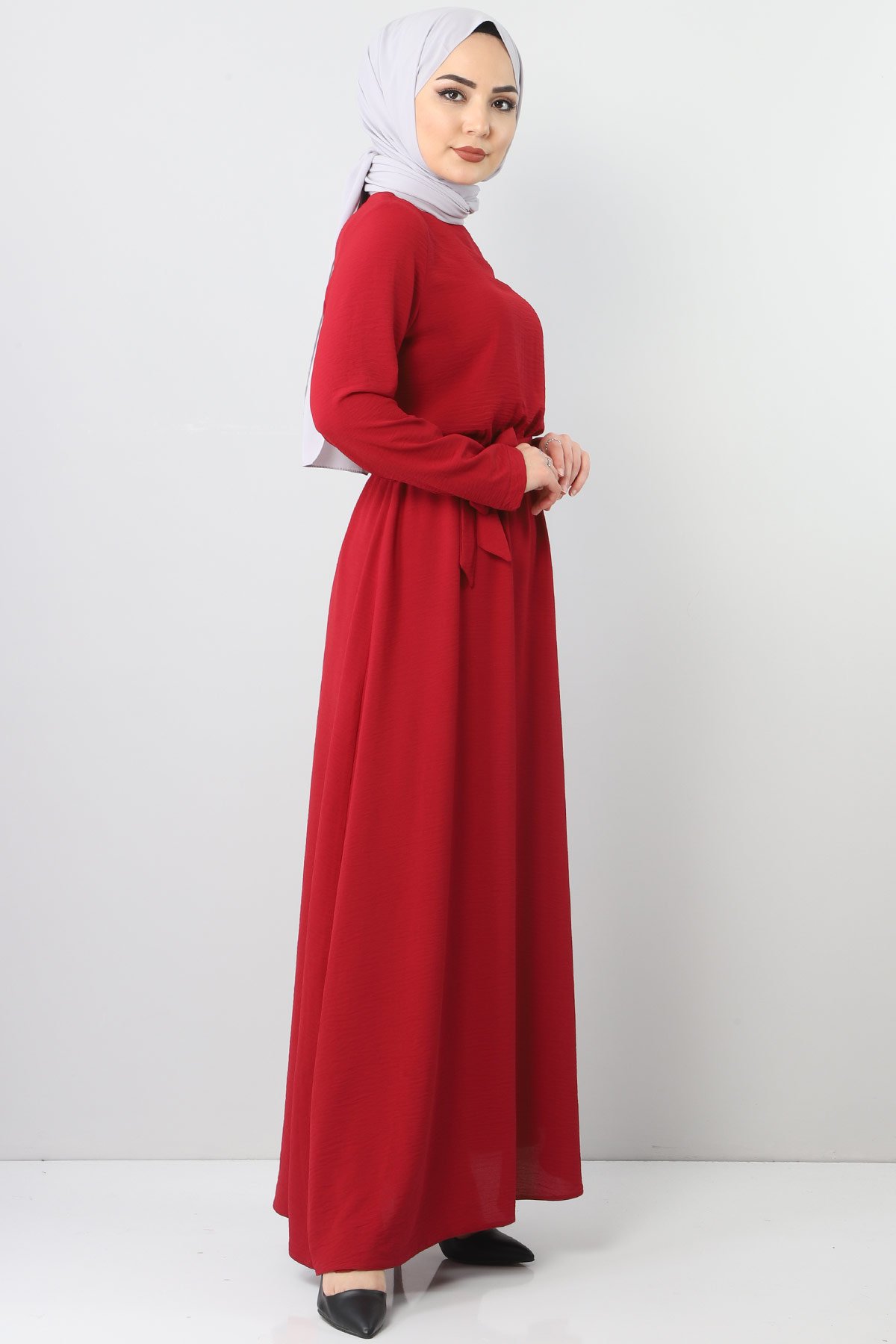 فستان ايروبين بخصر مطاطي TSD5521 لون خمري