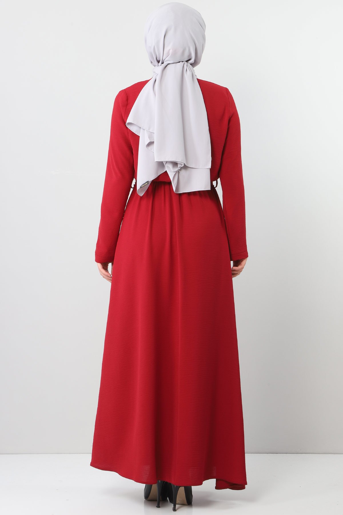 فستان ايروبين بخصر مطاطي TSD5521 لون خمري