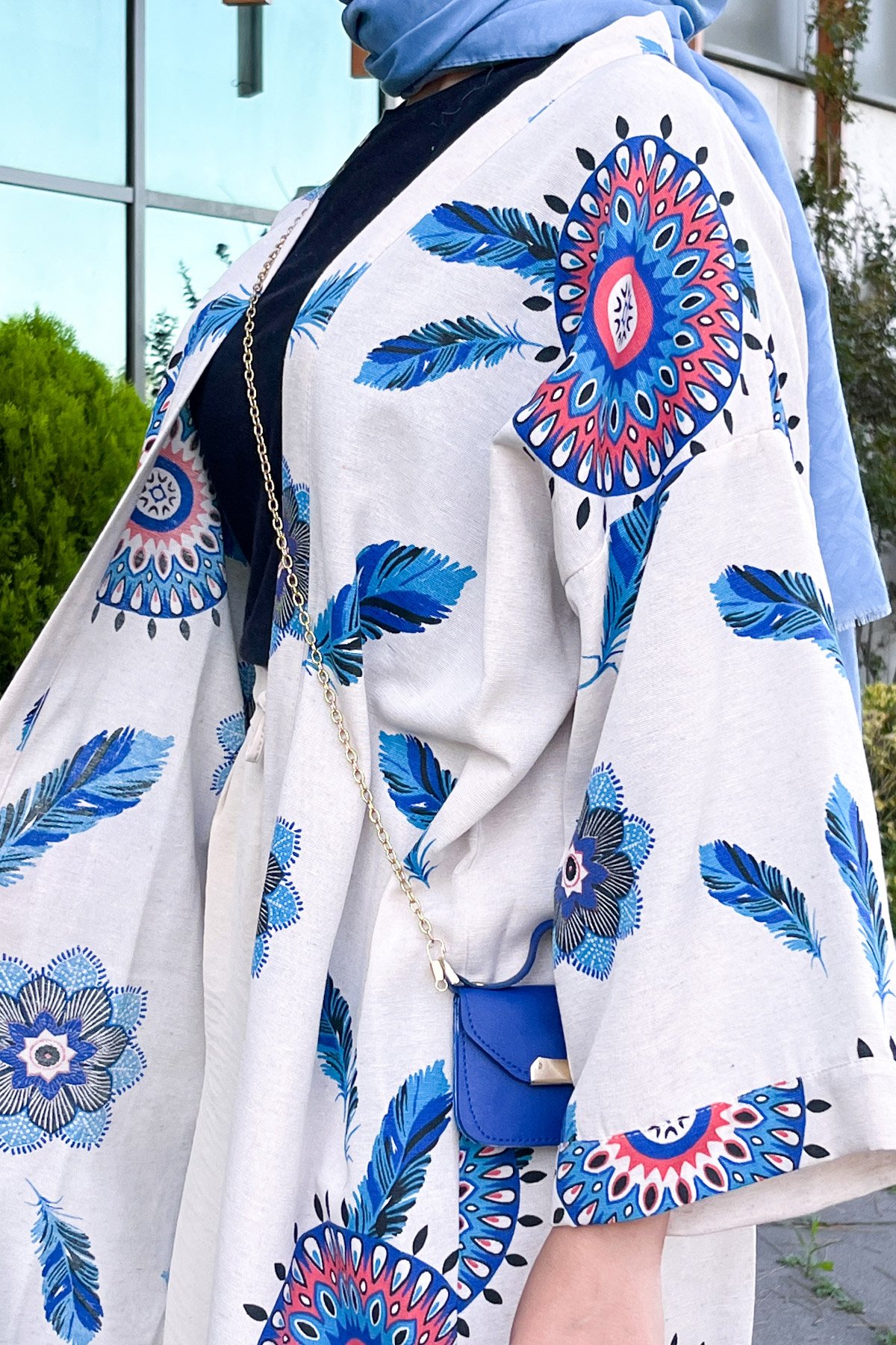 Tüy Desenli Kimono TSD220849 Mavi