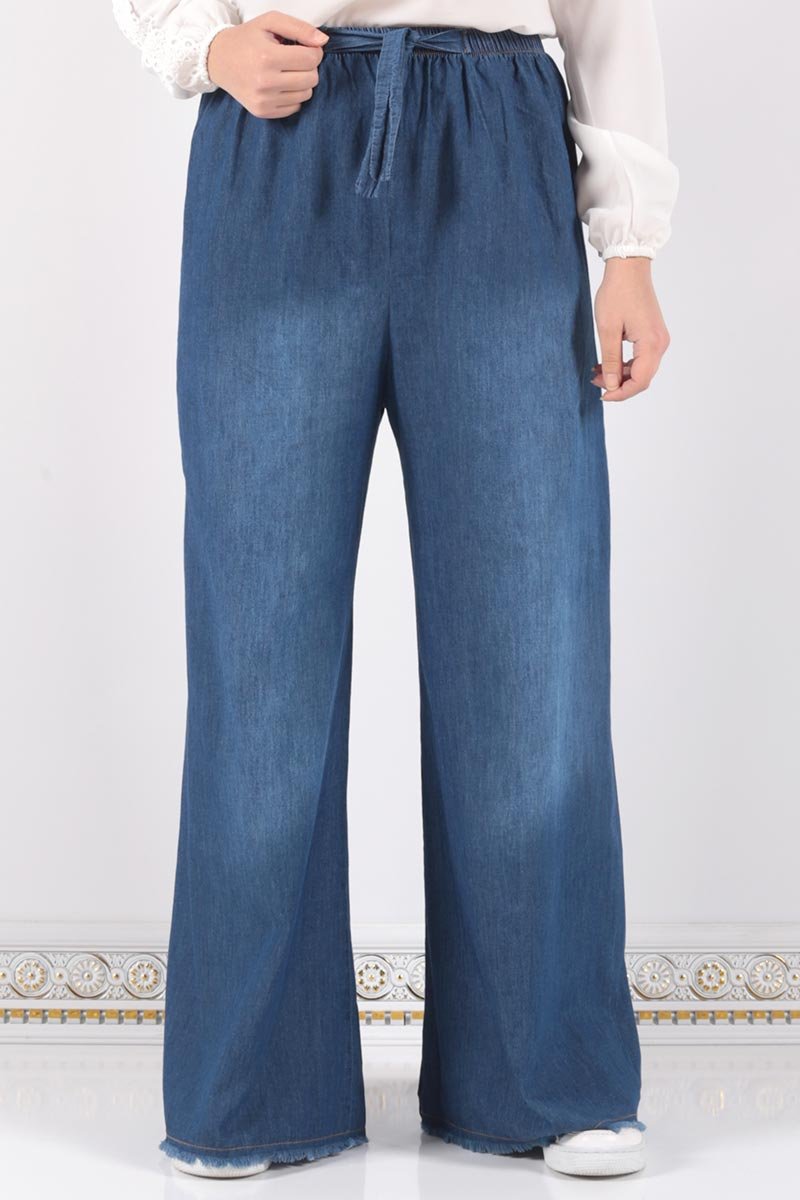 Waist Elastic Wide Leg Trousers ASM028 Dark Jeans