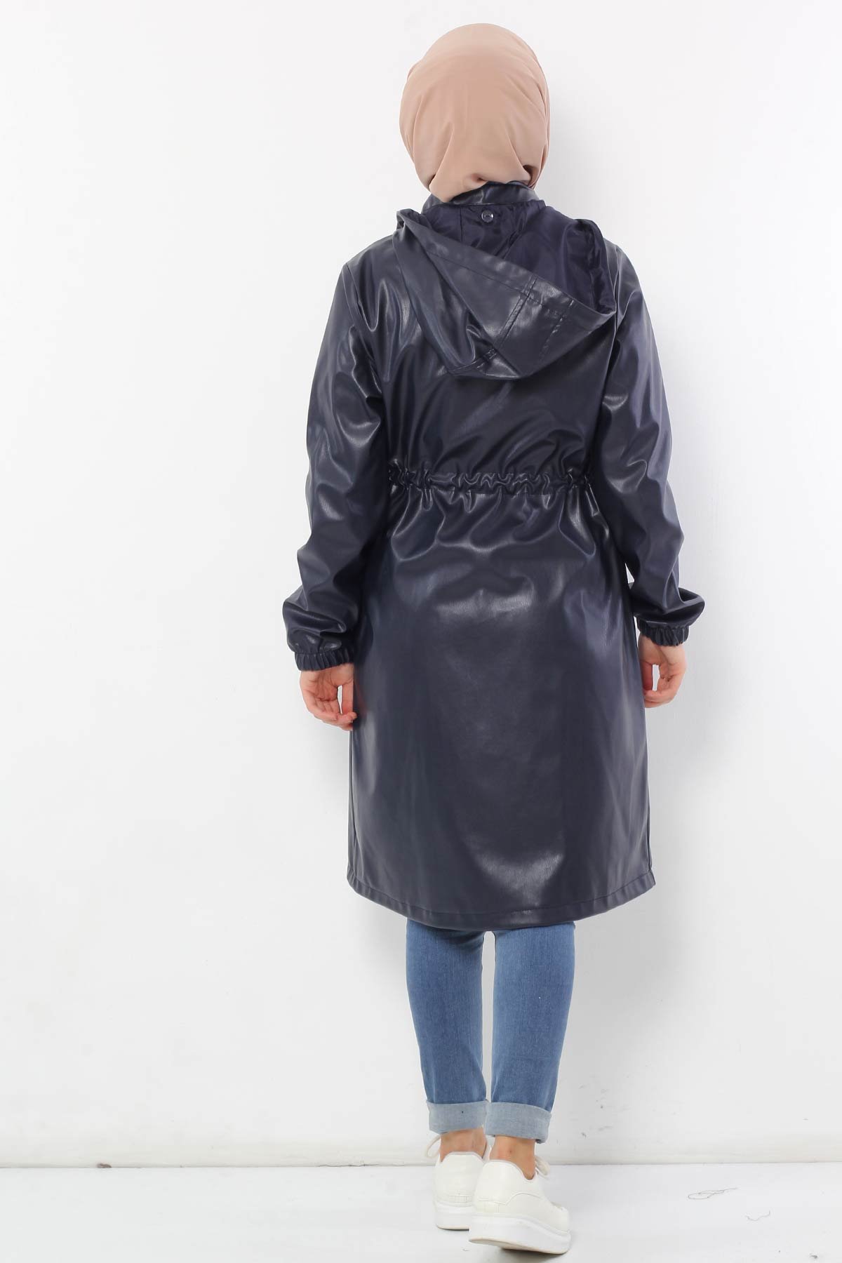 Waist Laced Leather Cape TSD2110 Navy Blue