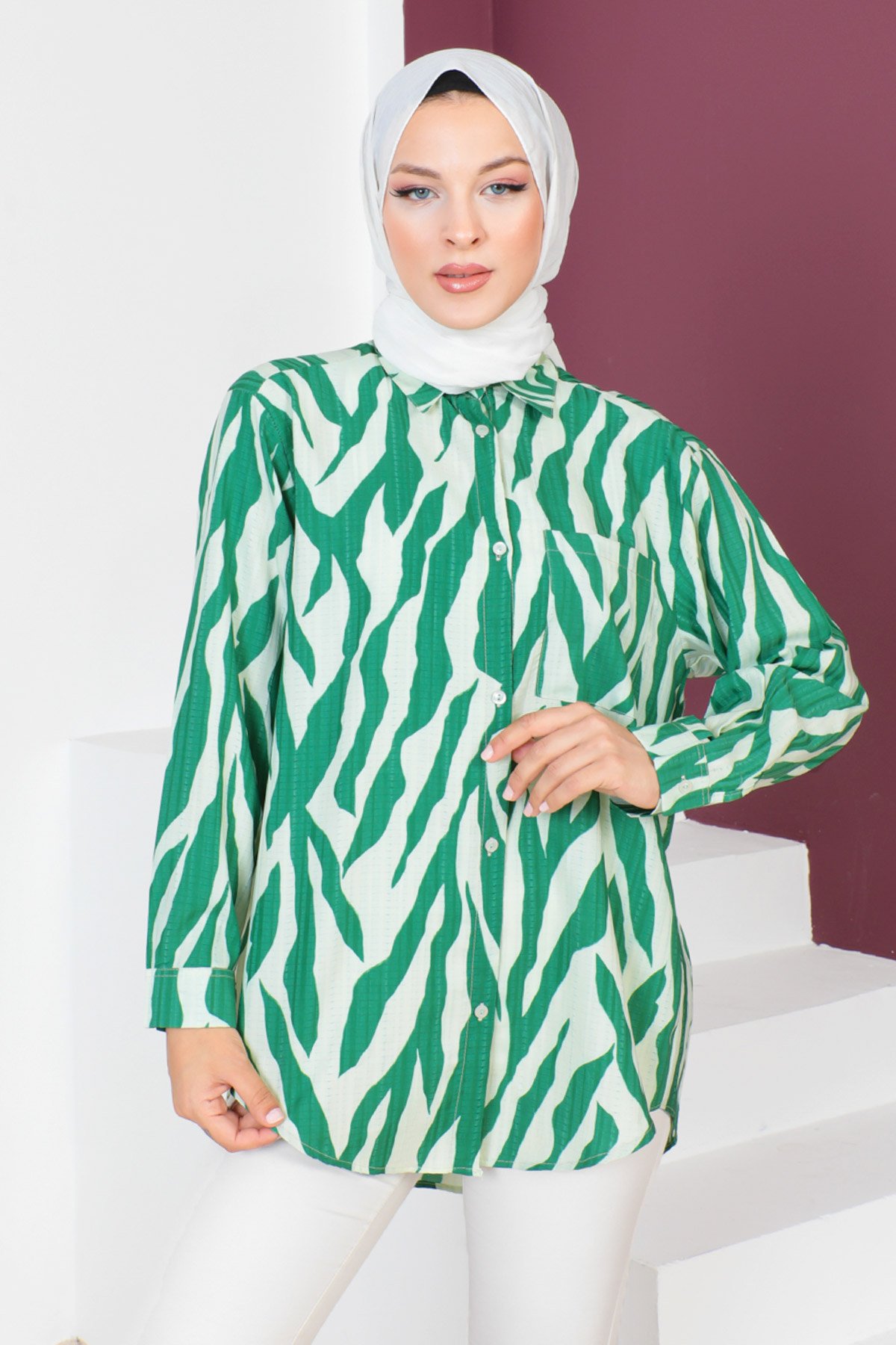 Zebra Desenli Tunik TSD230639 Yeşil